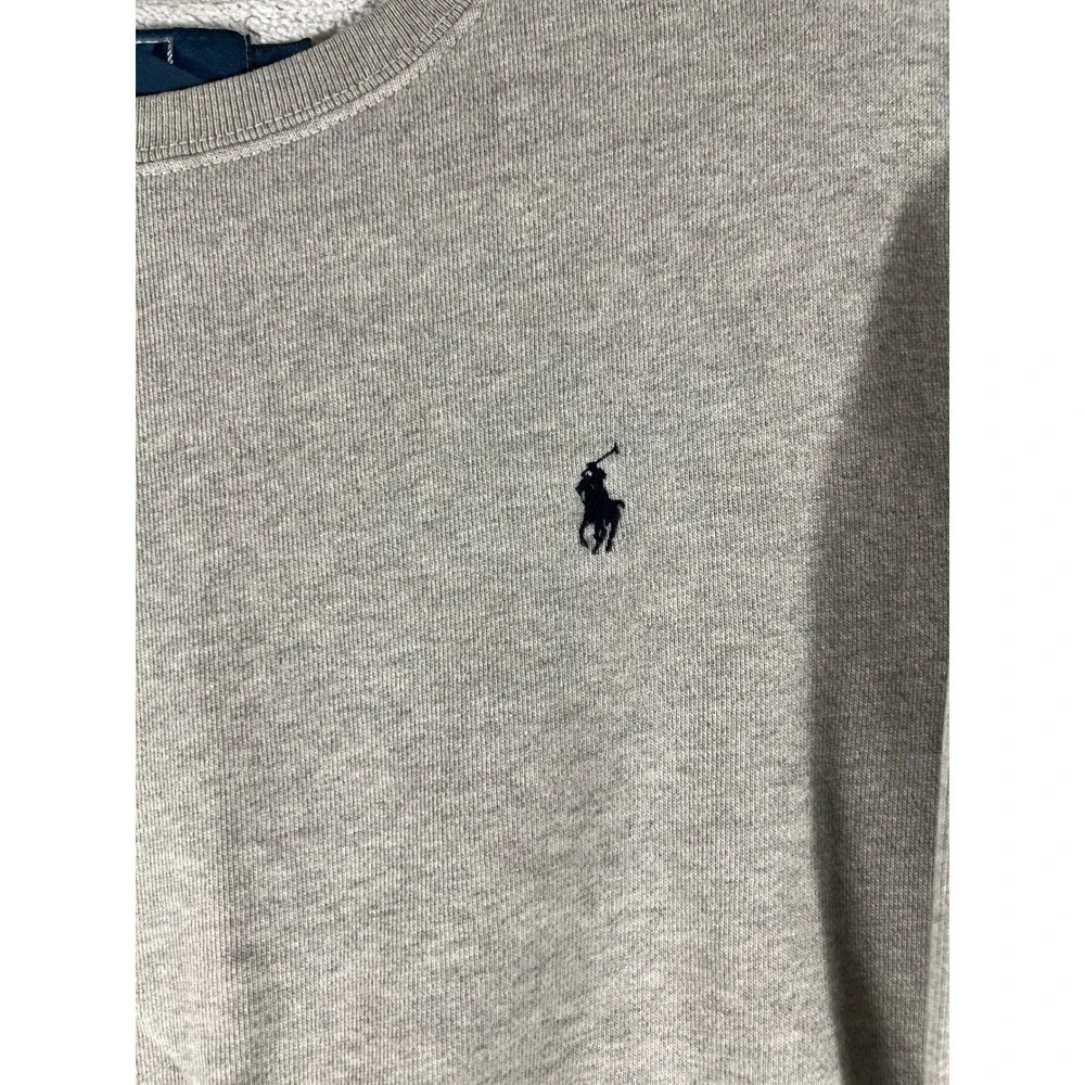 Polo Ralph Lauren Sweatshirt Men M Gray Pony Fleece Pullover Crewneck Minimalist